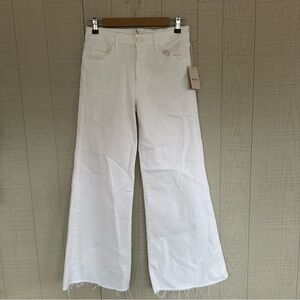 NWT MOTHER The Roller Fray Jeans in Fairest of Them All White Flare Size 28
